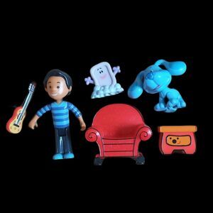 Blues Clues Toy Figures Josh Blue Chair Slippery Soap Guitar Lot of 6